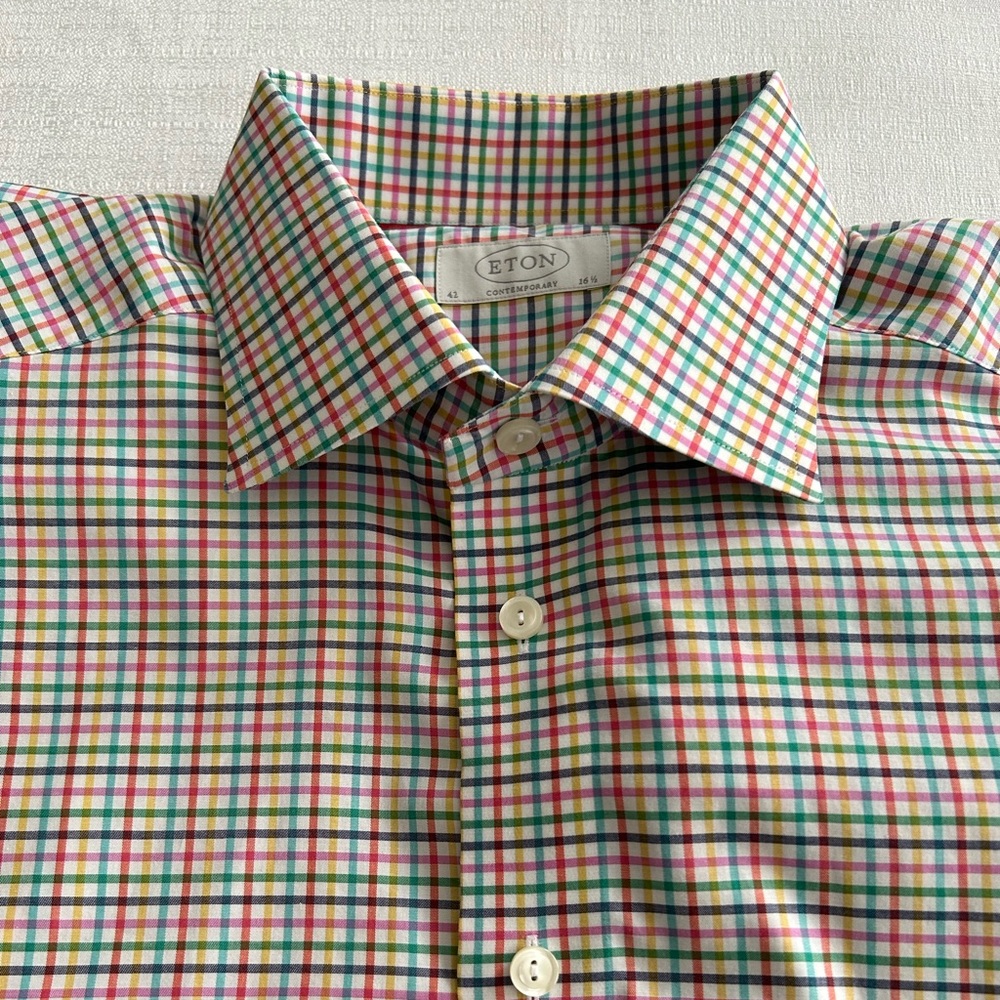 Eton of Sweden Contemporary Multi-Color Plaid Print Dress Shirt